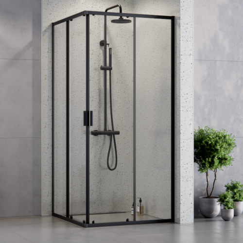 Duschkabine Zarya 80x80 x190 cm Viereck Duschabtrennung Glas Wand ProClean schwarz (id: 2157)
