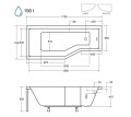 Duschbadewanne 170x75 cm links Badewanne Eckwanne Integra Glasabtrennug (id: 236)