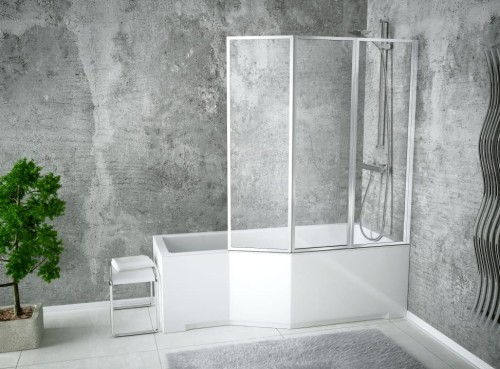 Duschbadewanne 170x75 cm rechts Badewanne Eckwanne Integra Glasabtrennug (id: 238)