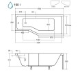 Badewanne Raumspar 170x75 cm rechts Integra Eckwanne (id: 549)