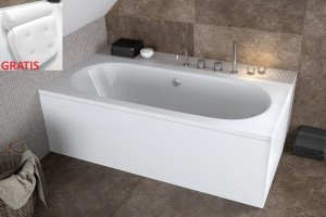 Badewanne Rechteck Vitae 150x75 cm + Kopfkissen Sole