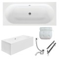 Badewanne Rechteck Vitae 180x80 cm + Kopfkissen Sole (id: 1667) Acrylschürze