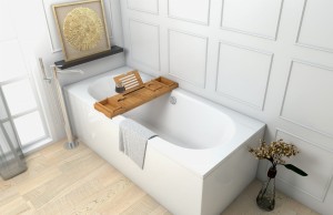 Badewanne Rechteck Vitae 150x75 cm + Ablage Bambus