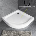 Duschwanne Duschtasse 90x90 x 5 x 15 cm Ben-2 R55 Viertelkreis Antirutschoberfläche + Siphon (id: 2159)