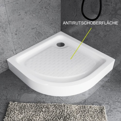 Duschwanne Duschtasse 90x90 x 5 x 15 cm Ben-2 R55 Viertelkreis Antirutschoberfläche + Siphon (id: 2159)