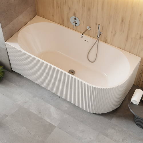 halb freistehende Badewanne 150x75 cm links Denaya Eckbadewanne Wandbadewanne (id: 2162)