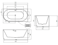 halb freistehende Badewanne 170x78 cm rechts Denaya Eckbadewanne Wandbadewanne (id: 2164)