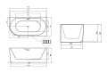 halb freistehende Badewanne 150x75 cm rechts Denaya Eckbadewanne Wandbadewanne (id: 2165)