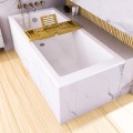 Badewanne Acrylwanne Rechteck Tami 190x90 cm + Ablage Bambus (id: 1653)
