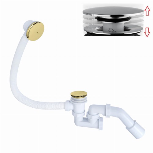 ABLAUFGARNITUR FÜR BADEWANNE SIPHON golden Click Clack Pop up Ø 52 MM gold Länge 57 cm (id: 2175)