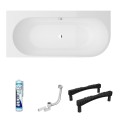 Badewanne Eckwanne 170x75 cm Oceana Side links für Zwei + Ablauf (id: 2032) ohne Verkleidung
