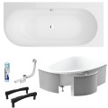 Badewanne Eckwanne 170x75 cm Oceana Side rechts für Zwei + Ablauf (id: 2033) Syroporverkleidung
