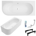 Badewanne Eckwanne 170x75 cm Oceana Side rechts für Zwei + Ablauf (id: 2033) Acrylschürze
