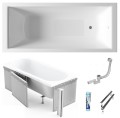 Badewanne Acrylwanne Rechteck Tami Antirutsch 180x80 cm + Antirutschoberfläche (id: 2188) Styroporverkleidung