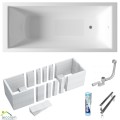 Badewanne Acrylwanne Rechteck Tami Antirutsch 180x80 cm + Antirutschoberfläche (id: 2188) Wannenträger