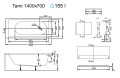 Badewanne Rechteck Tami 140x70 cm Antirutsch Acrylwanne + Siphon Viega (id: 2189)