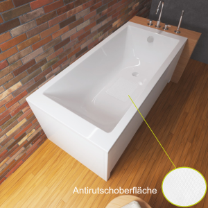 Badewanne Rechteck Tami 150x70 cm Antirutsch Acrylwanne + Siphon Viega