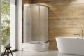 Duschkabine Dusche strukturiertes Glas 80x80 cm R55 165 cm Modern Echtglas (id: 2196)