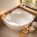 Badewanne Eckbadewanne Selma 140x140 cm Kopfkissen Mare + Siphon Viega (id: 1633)