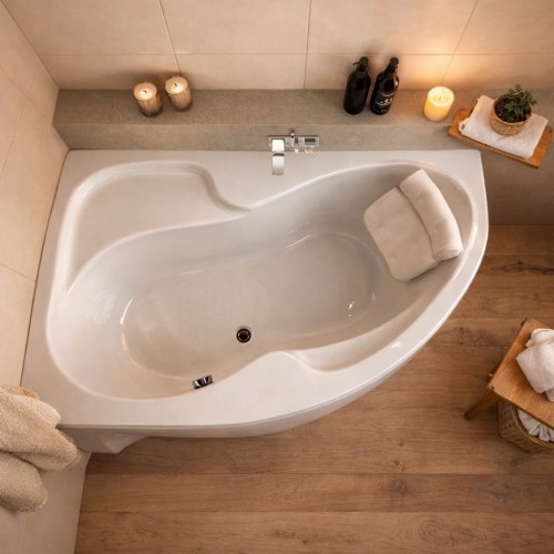 Badewanne Wela 170x100 cm links Kopfkissen Sole Eckbadewanne + Ablaufgarnitur Viega (id: 2200)