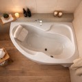 Badewanne Wela 150x100 cm rechts Kopfkissen Sole Eckbadewanne + Ablaufgarnitur Viega (id: 2201)