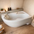 Badewanne Wela 160x100 cm rechts Kopfkissen Sole Eckbadewanne + Ablaufgarnitur Viega (id: 2202)