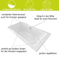 große Badewanne Tami 200x90 cm Kissen Sole Acrylwanne Rechteck (id: 2204)