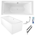 große Badewanne Tami 200x90 cm Kissen Sole Acrylwanne Rechteck (id: 2204) Acrylschürze