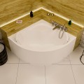 Badewanne Eckbadewanne Selma 140x140 cm + Kopfkissen Sole + Siphon Viega