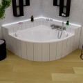 Badewanne Eckbadewanne Selma 140x140 cm + Kopfkissen Sole + Siphon Viega