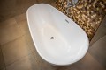 Freistehende Standbadewanne Badewanne Acryl 166 x 85 cm Ab- und Überlauf Click Clack Kira + ABLAGE BADEWANNENBRETT