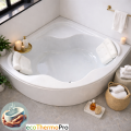 Badewanne Selma 140x140 cm Kopfkissen Sole mit Isolierung Thermobadewanne Eckbadewanne + Siphon Viega (id: 2205)