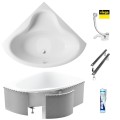 Badewanne Bala 120 x 120 cm Antirutsch Eckwanne Acrylwanne + Siphon Viega (id: 2207) Styroporverkleidung