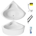 Badewanne Bala 120 x 120 cm Antirutsch Eckwanne Acrylwanne + Siphon Viega (id: 2207) Acrylschürze