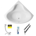 Badewanne Bala 120 x 120 cm Antirutsch Eckwanne Acrylwanne + Siphon Viega (id: 2207) ohne Verkleidung