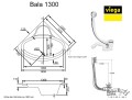Badewanne Bala 130 x 130 cm Antirutsch Eckwanne Acrylwanne + Siphon Viega (id: 2208)