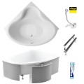 Badewanne Bala 140x140 cm Antirutsch Eckwanne Acrylwanne + Siphon Viega (id: 2209) Syroporverkleidung