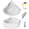 Badewanne Bala 140x140 cm Antirutsch Eckwanne Acrylwanne + Siphon Viega (id: 2209) Acrylschürze