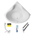 Badewanne Bala 140x140 cm Antirutsch Eckwanne Acrylwanne + Siphon Viega (id: 2209) ohne Verkleidung