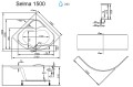 Badewanne Selma 150x150 cm Antirutsch Eckwanne Acrylwanne + Siphon Viega ) (id: 2213)