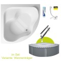 Badewanne Selma 150x150 cm Antirutsch Eckwanne Acrylwanne + Siphon Viega ) (id: 2213) Wannenträger