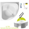 Badewanne Selma 150x150 cm Antirutsch Eckwanne Acrylwanne + Siphon Viega ) (id: 2213) Styroporverkleidung