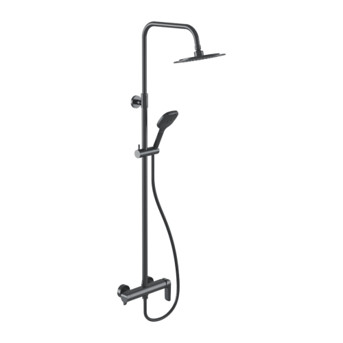 Set Duschsystem Handbrause Armatur Dusche Regendusche Stange Clever Graphit (id: 2214)