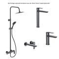 Set Duschsystem Handbrause Armatur Dusche Regendusche Stange Clever Graphit (id: 2214)