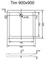 Duschwanne 90x90 cm Antirutschoberfläche Tim2 Höhe 15 cm Duschtasse Brausewanne + Siphon (id: 2215)