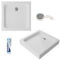 Duschwanne 90x90 cm Antirutschoberfläche Tim2 Höhe 15 cm Duschtasse Brausewanne + Siphon (id: 2215)