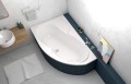 Badewanne Acrylwanne Eckwanne Wela 170x100 cm links Ablage Bambus + Siphon Viega