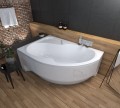 Badewanne Acrylwanne Eckwanne Wela 170x100 cm links Ablage Bambus + Siphon Viega