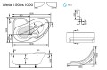 Badewanne Eckwanne Wela 150x100 cm links Ablage Bambus Thermobadewanne Isolierung Acrylwanne + Siphon Viega (id: 2218)