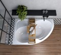 Badewanne Eckwanne Wela 160x100 cm links Ablage Bambus Thermobadewanne Isolierung Acrylwanne + Siphon Viega (id: 2219)